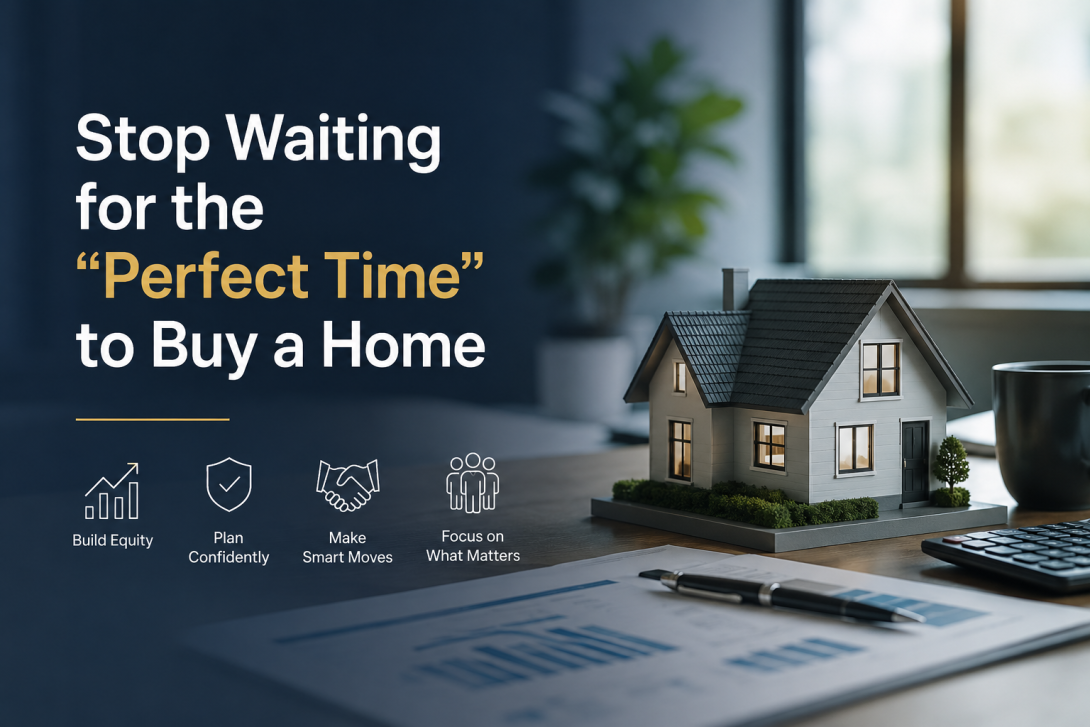 Professional featured image showing a model home on an office desk beside financial documents and a calculator, representing smart home buying decisions for business owners and growing families.