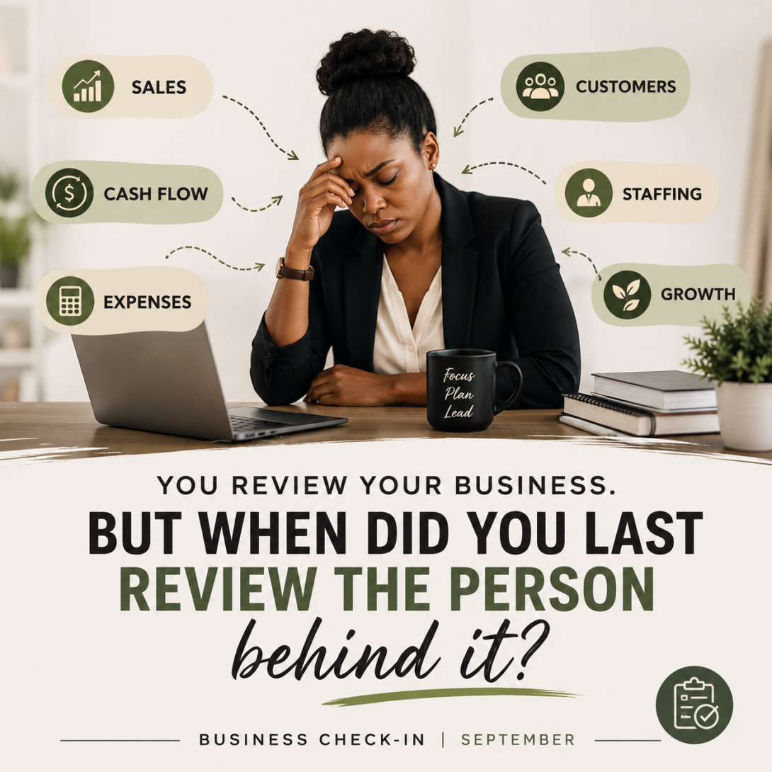 Business owner surrounded by the many demands of running a business.